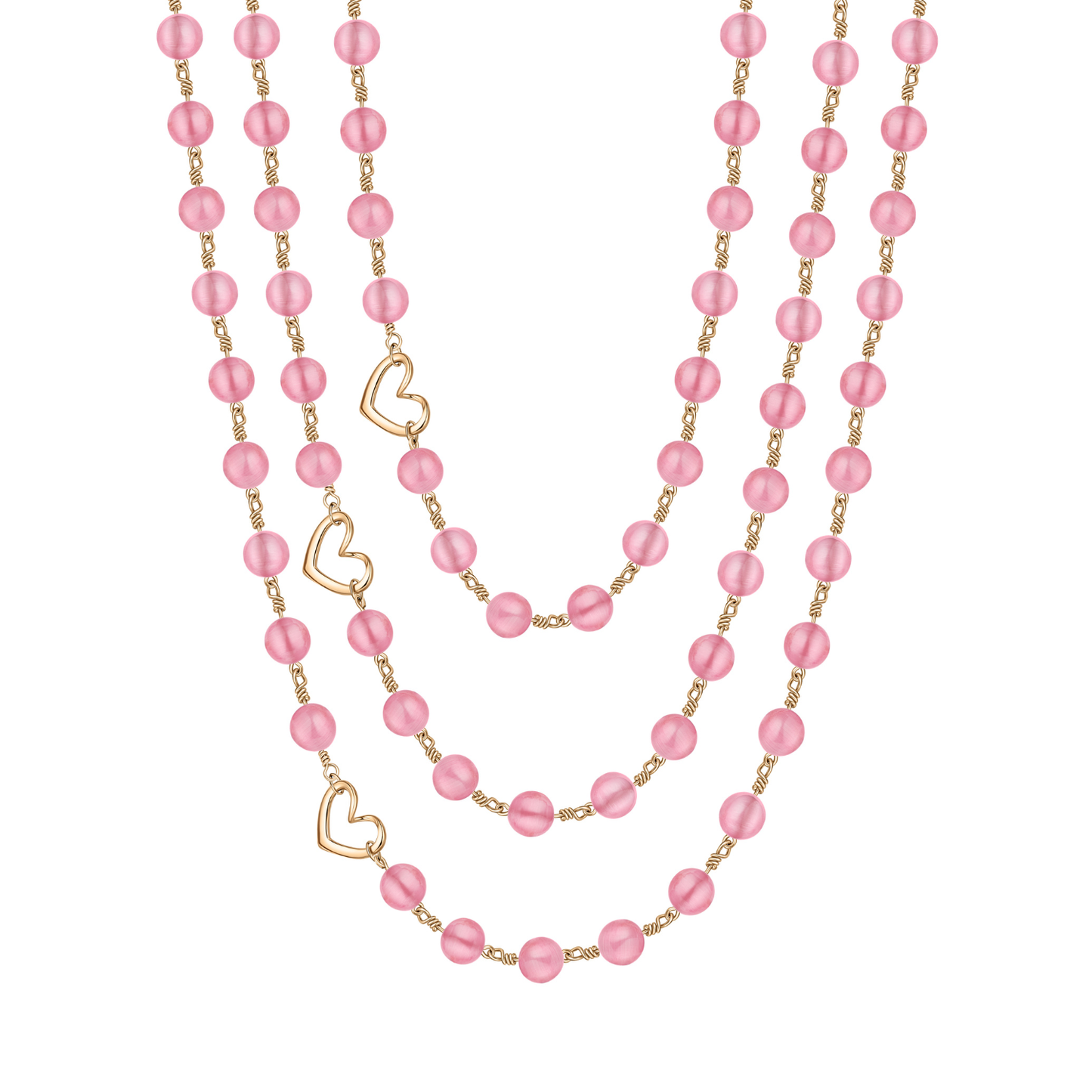 Rosado Pink Glass 3-Layer Socialite Necklace | Magnetic Clasp