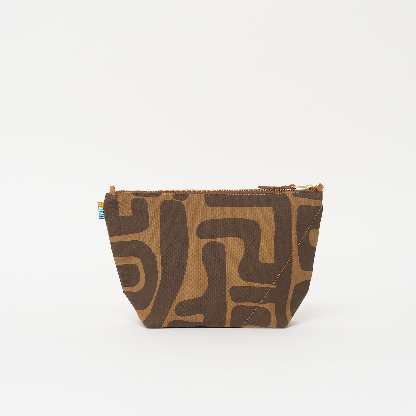 XLarge Convertible Pouch - Mocha Kuba with Red Beaded Heart with Medium Leather Strap
