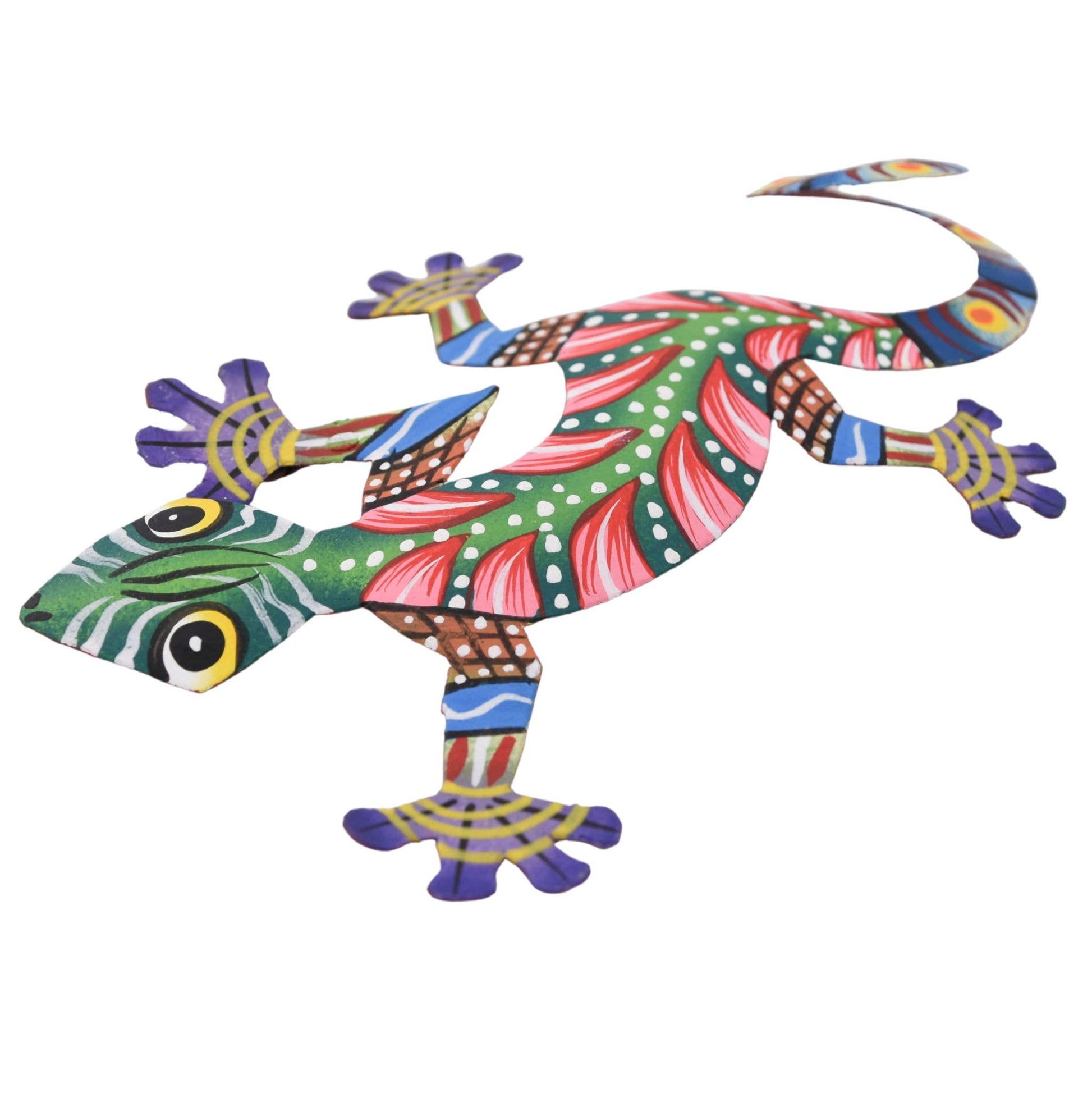 Hand-Painted Metal Gecko – Recycled Haitian Art Matt Finish