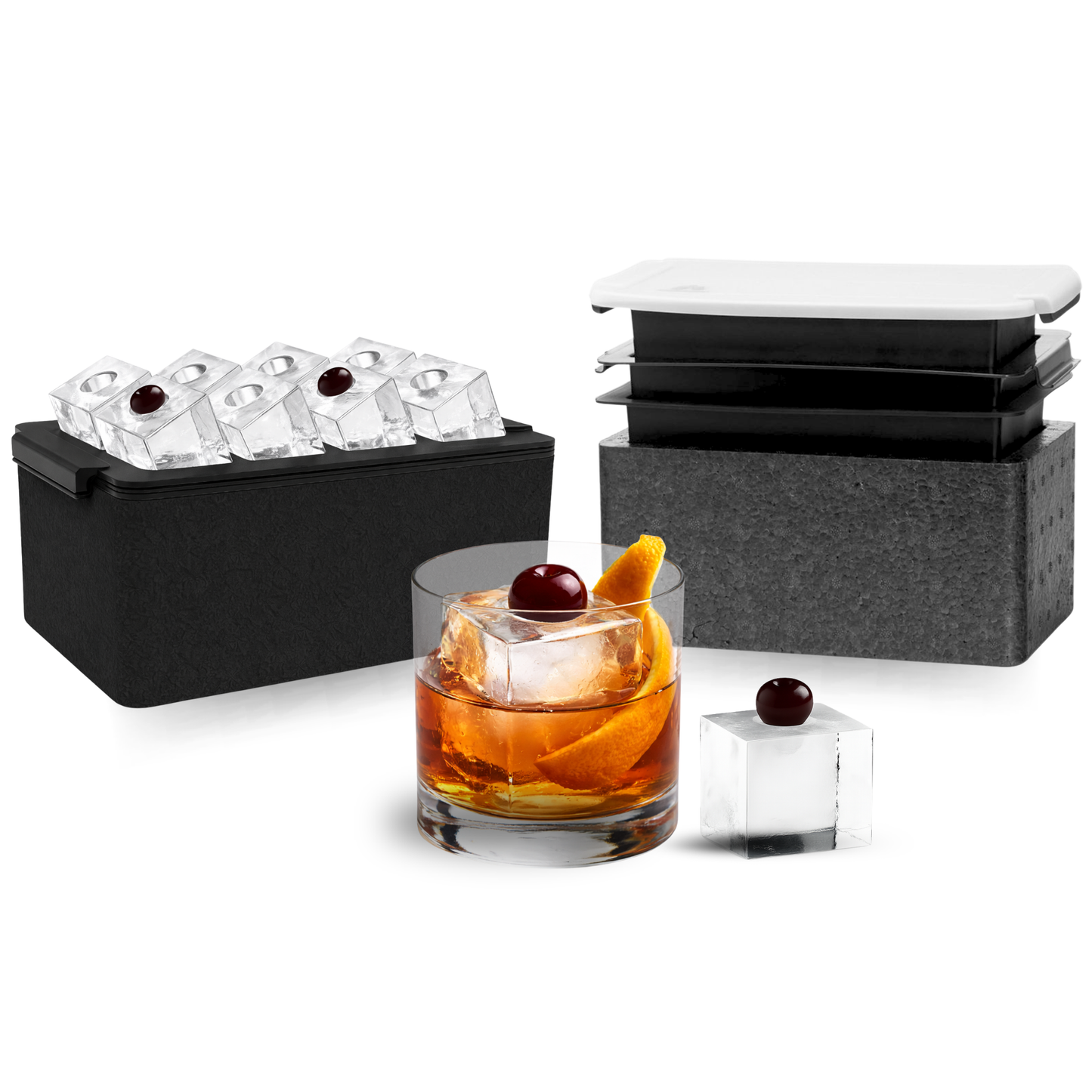 Crystal Clear Ice Cube Mold With Garnish Holder