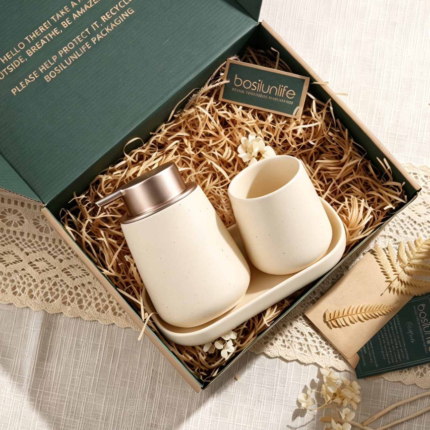 BosilunLife Foaming Bathroom Set Recycled Eco-Clay