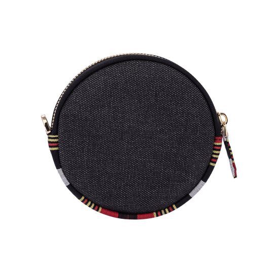 Black Canvas Round Coin Purse