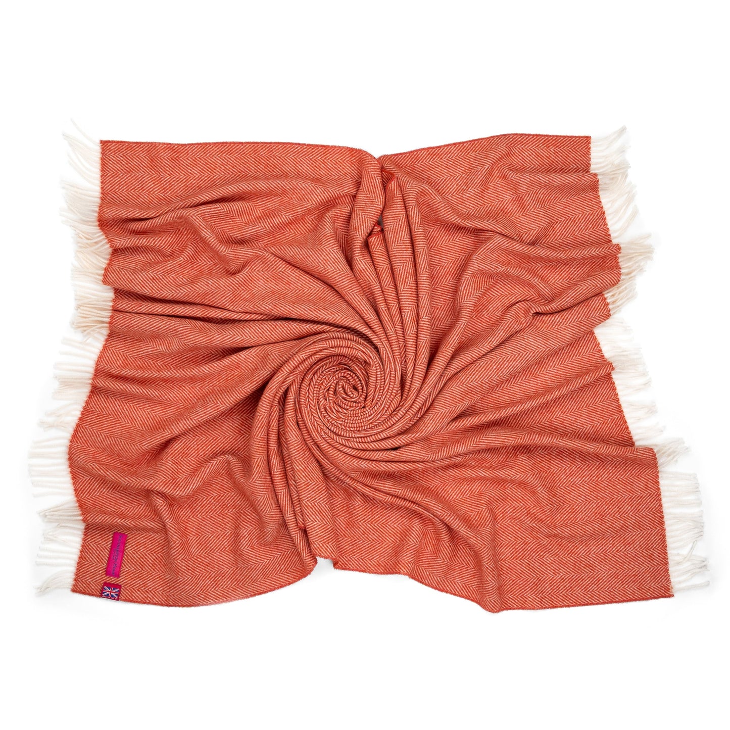 Southampton Home Merino Wool Herringbone Throw - Melon