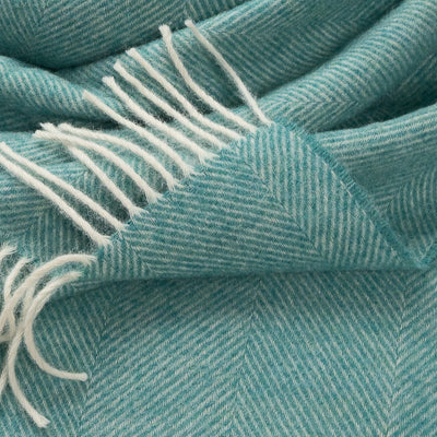Southampton Home Shetland Lambswool Herringbone Throw – Sea Glass