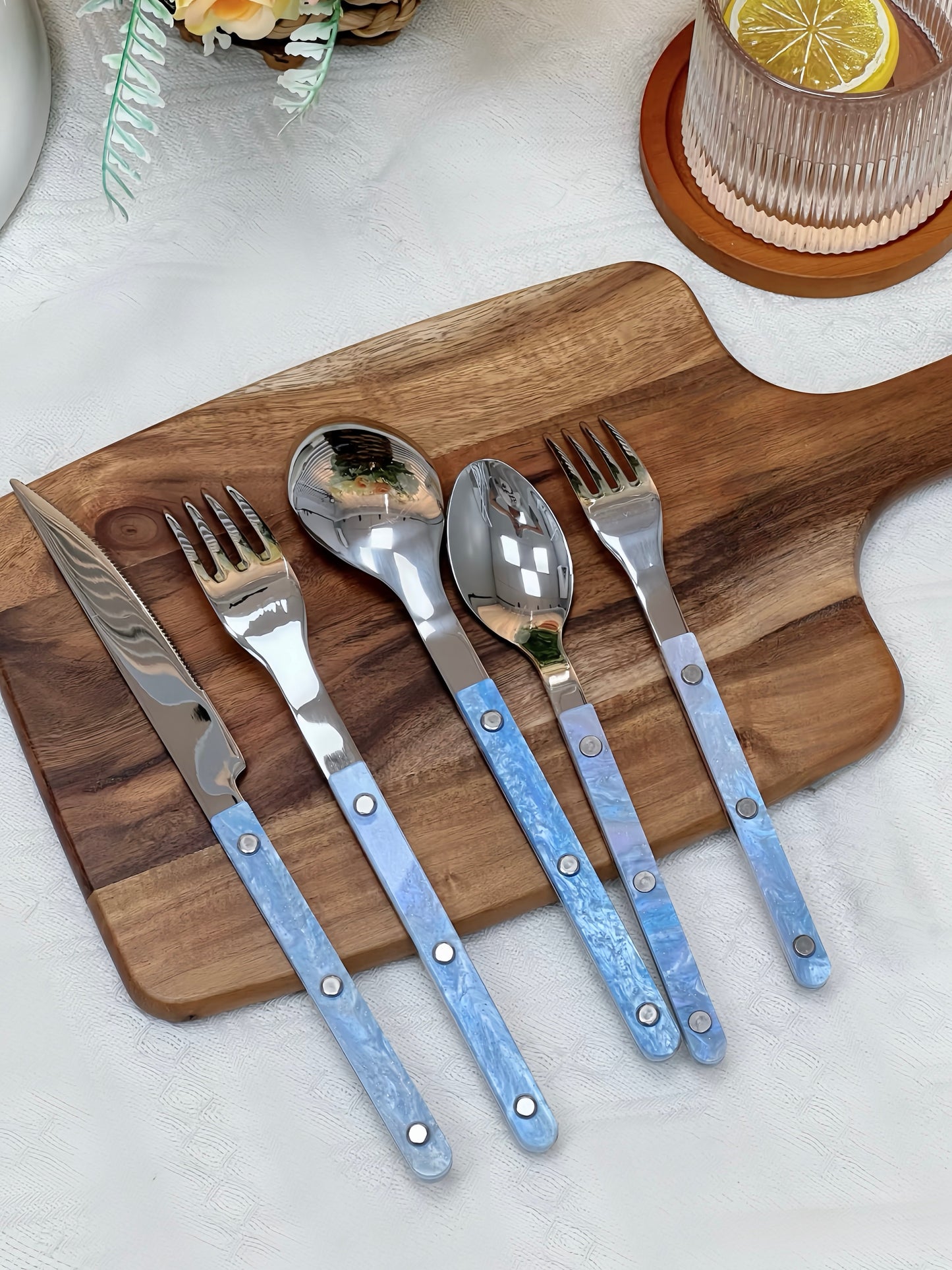 S/10 Modern Nebula Cutlery, Bistrot Style Rivet Flatware Set
