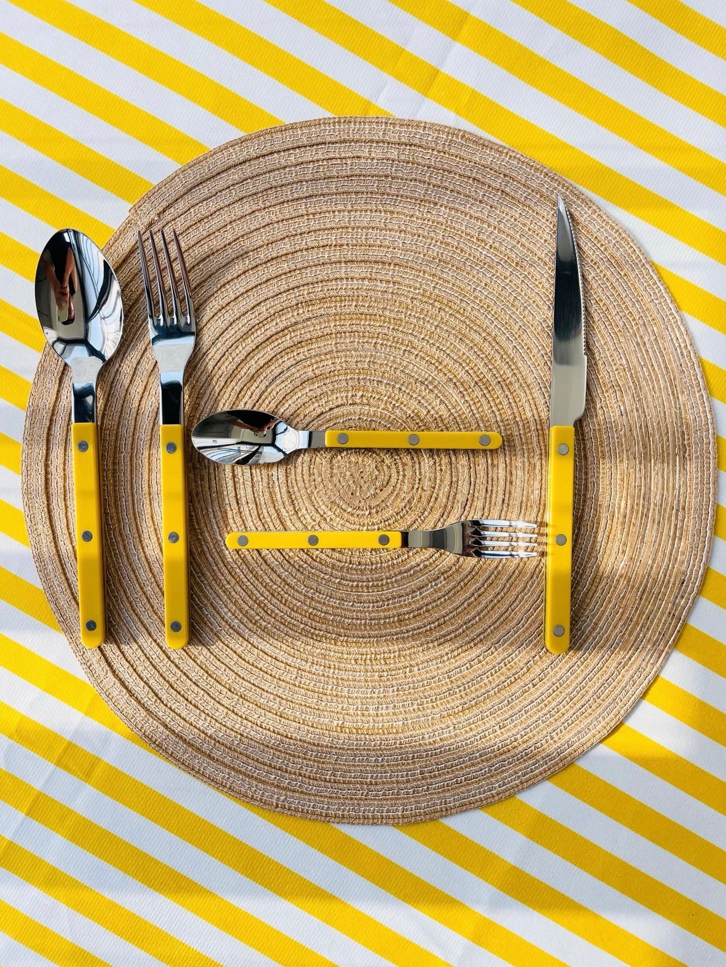 S/10 Dopamine Stainless Steel Rivet Flatware, Contemporary Bistrot Style Cutlery