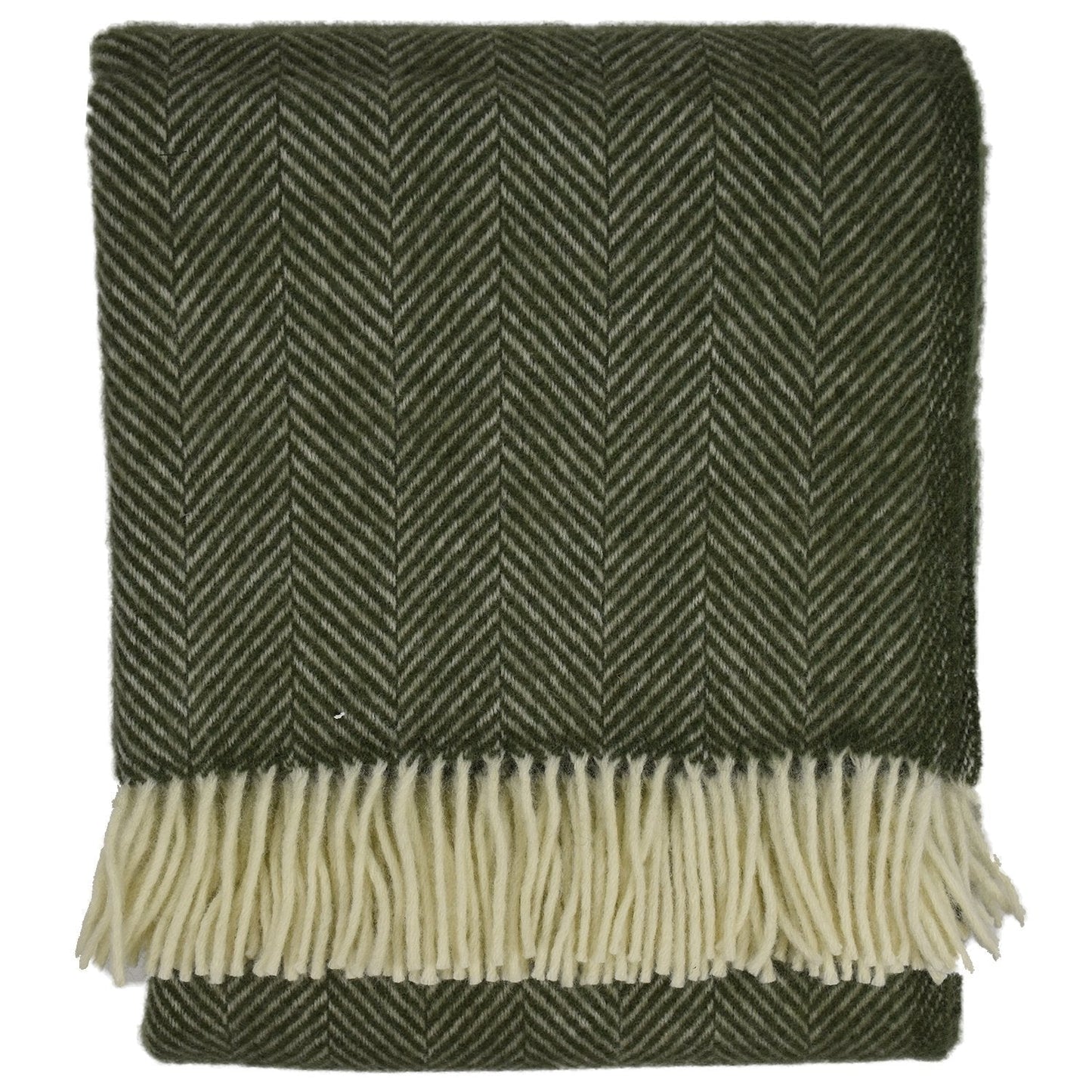 Highland Tweeds Herringbone Pure New Wool Throw ~ Evergreen