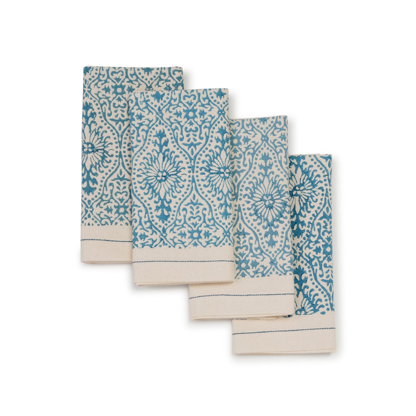 Hand Block Printed Cotton Napkins, Set of 4 | 18″×18″ | Fair Trade | Embellish
