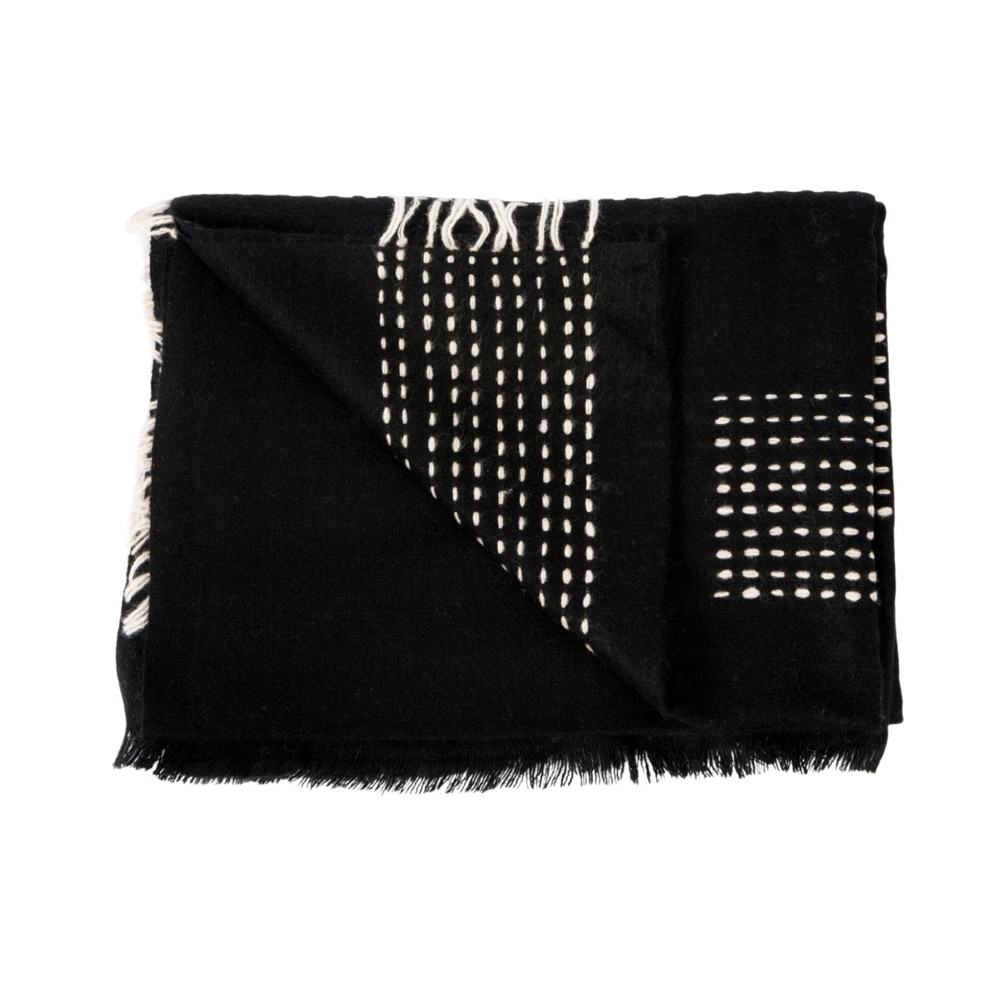 Walnut Black Yak With Hand Knotted Merino Stripes Handloom Throw