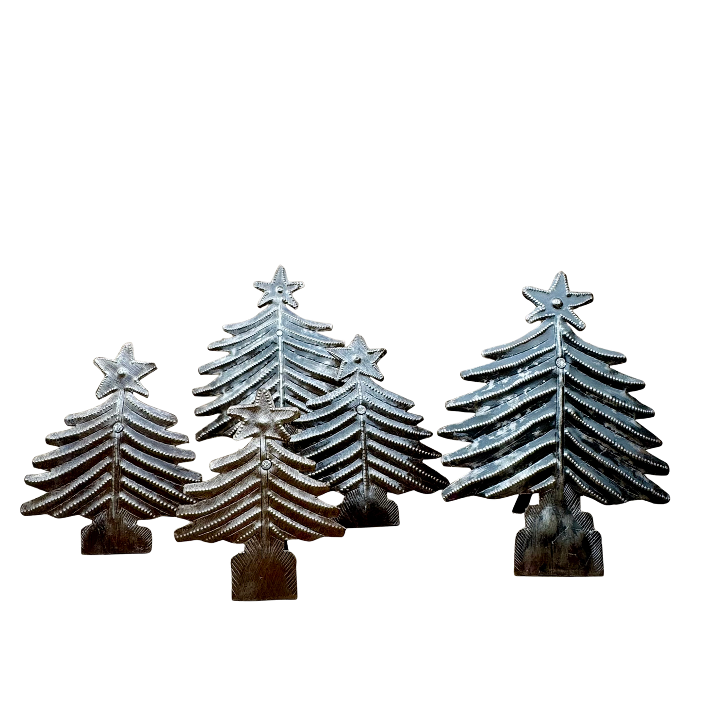 Metal Christmas Trees, Set of 3, Holiday Table Top Decor