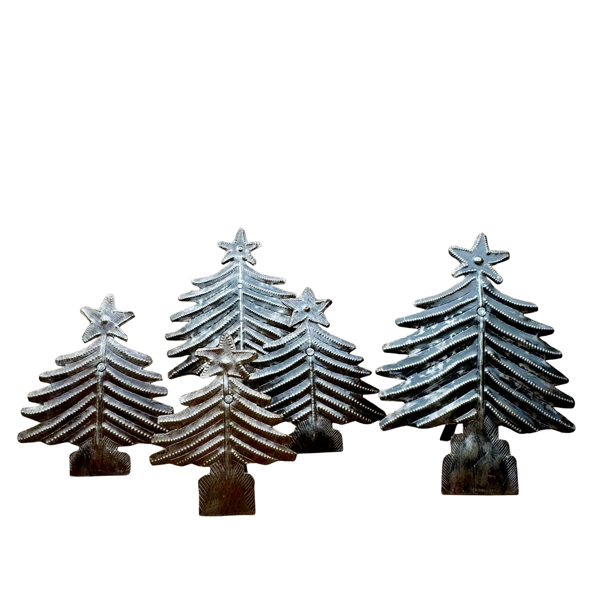 Metal Christmas Trees, Set of 3, Holiday Table Top Decor