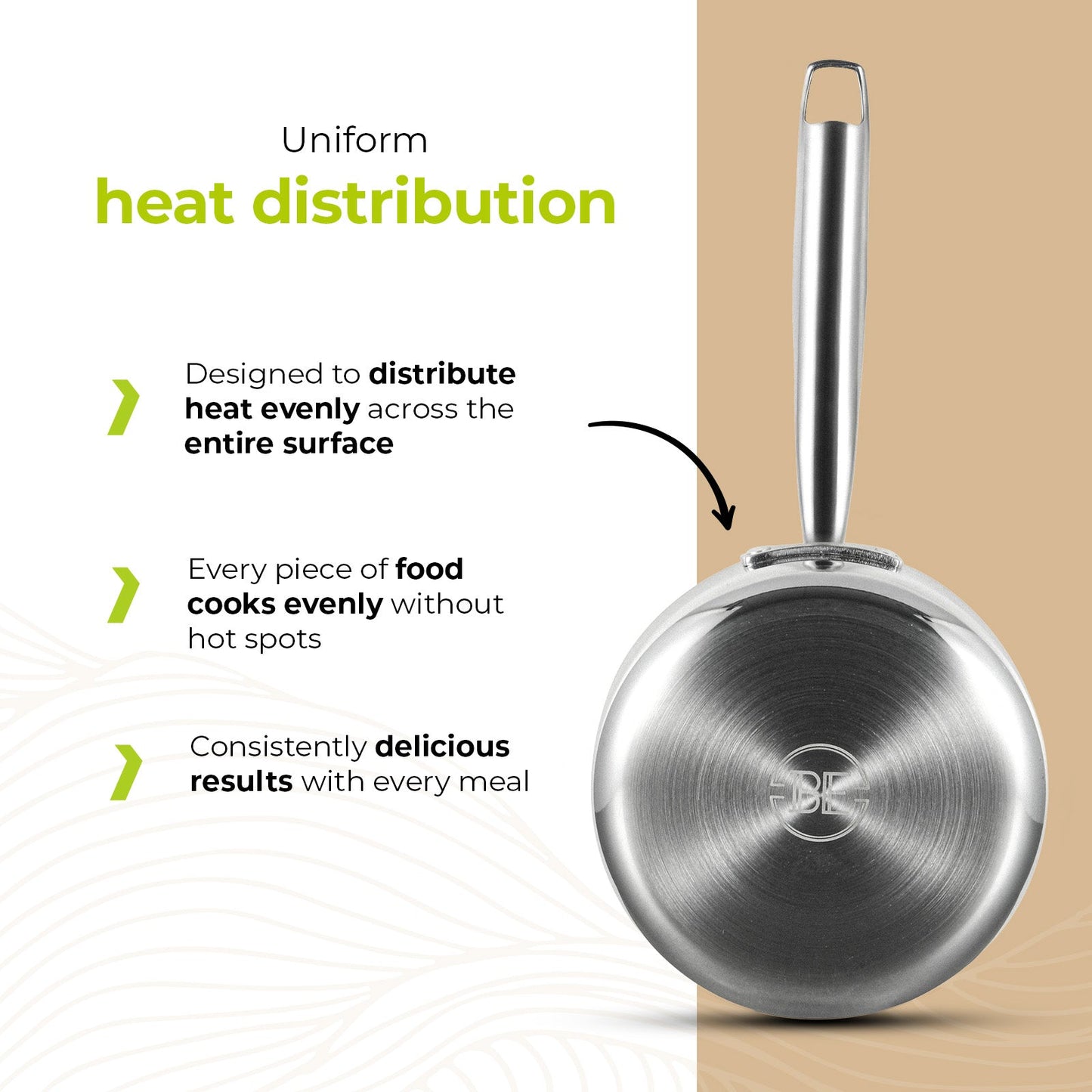 BE | LIVING - Essential Series - 3 qt / 8" / 20 cm Sauce Pan with lid - Triply Stainless Steel