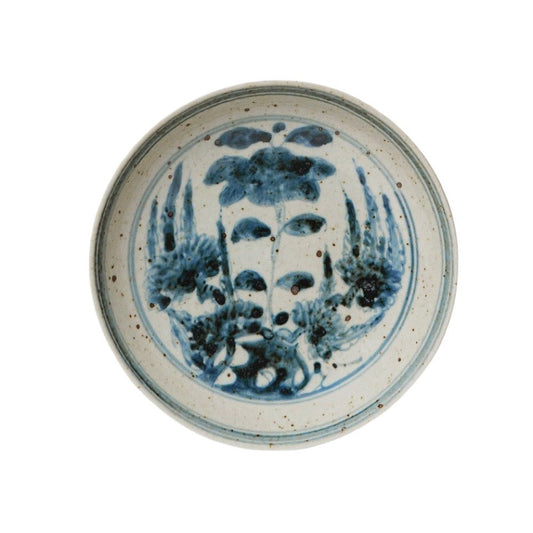Small Blue and White Porcelain Floral Bouquet Dish