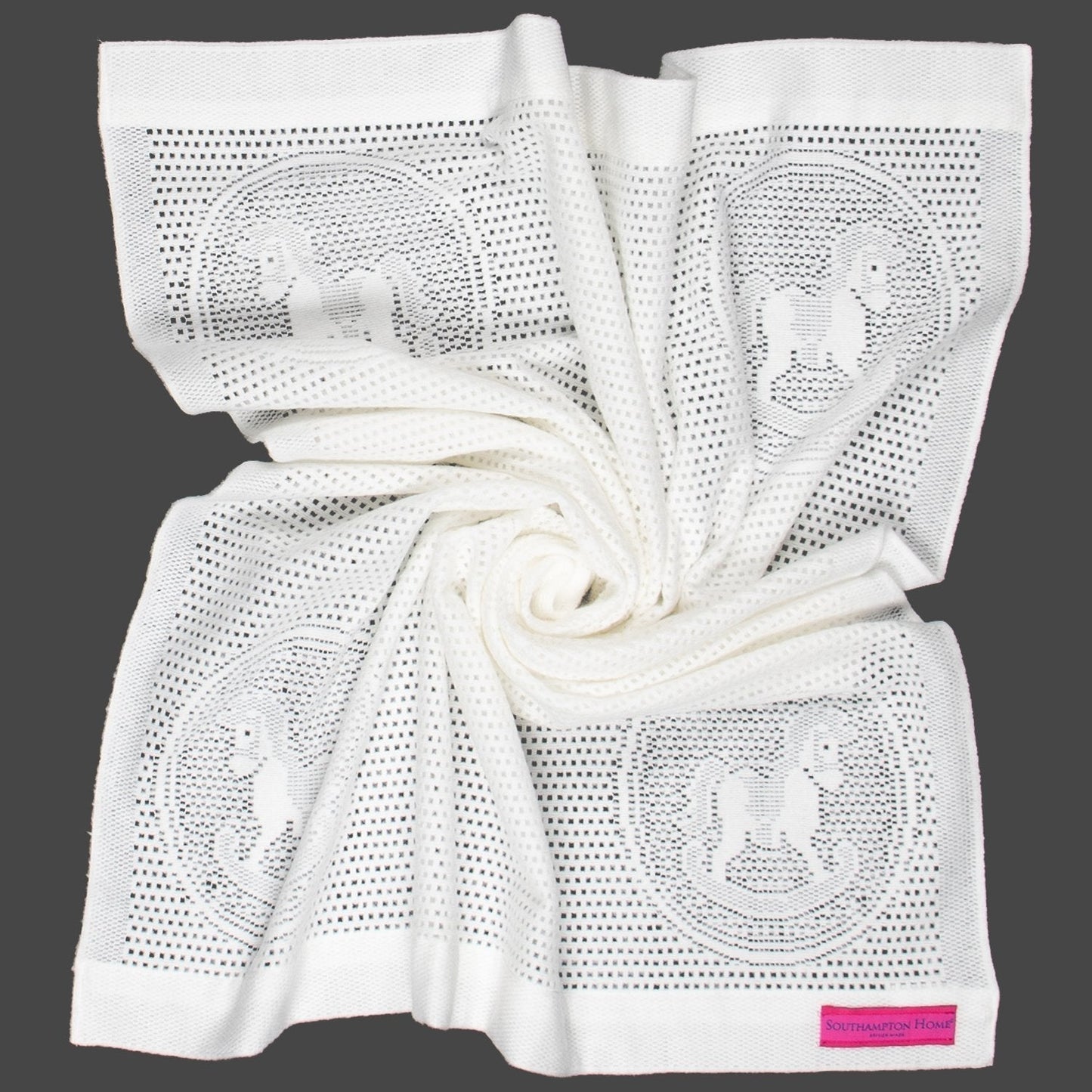 Southampton Home Lace Weave Rocking Horse Baby Blanket - White