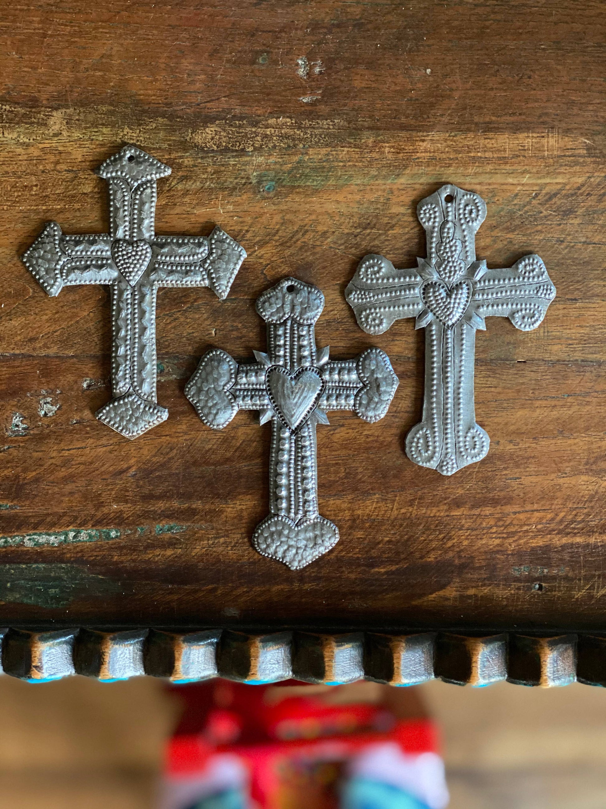 3" x 4.25" Small Milagro Cross $3.40 ea. Set/3  Heart Design
