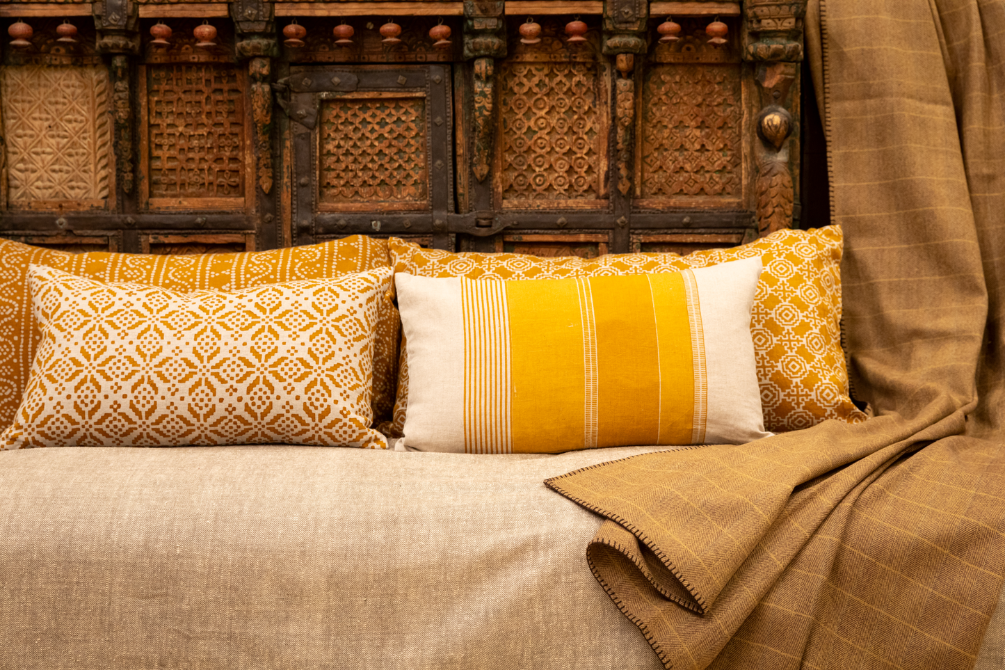 Tulum Stripe Ochre Petit Lumbar Pillow Cover