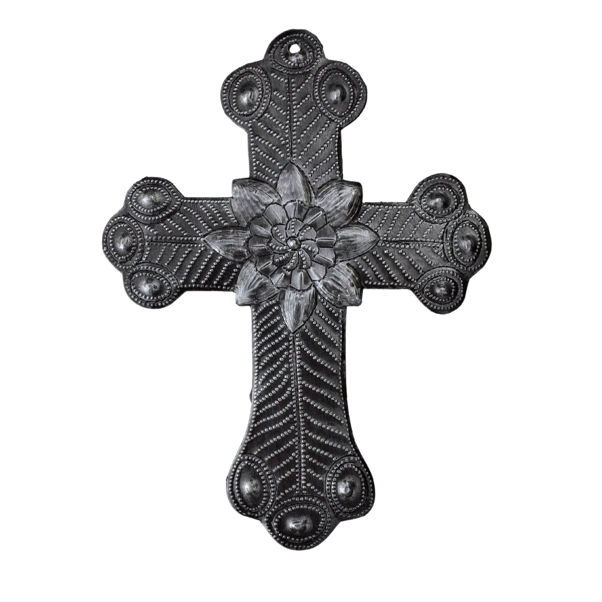 Recycled Metal Cross, Milagro, Upcycled Art  5" x 7"
