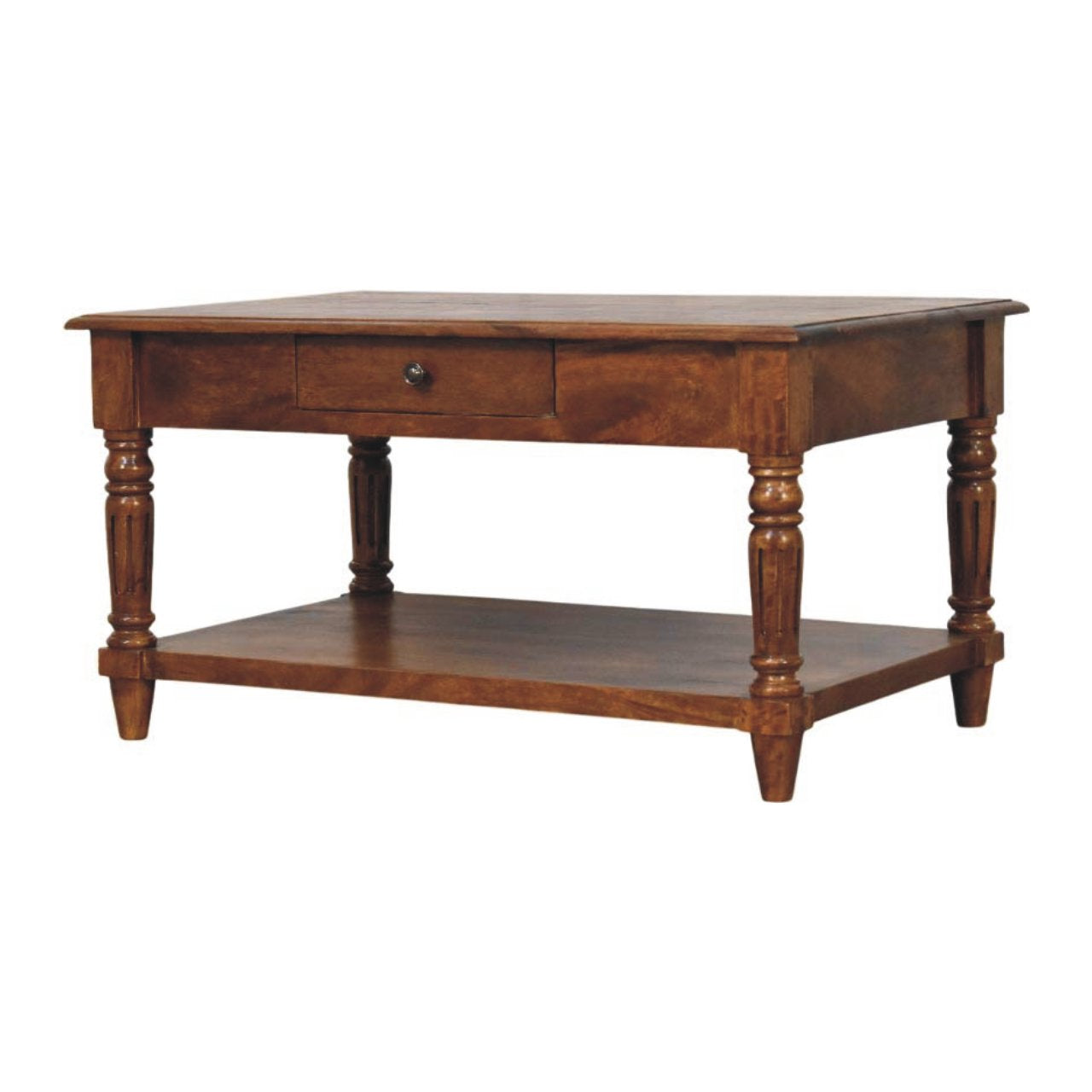 Solid Wood Turned Legs Chestnut Coffee Table