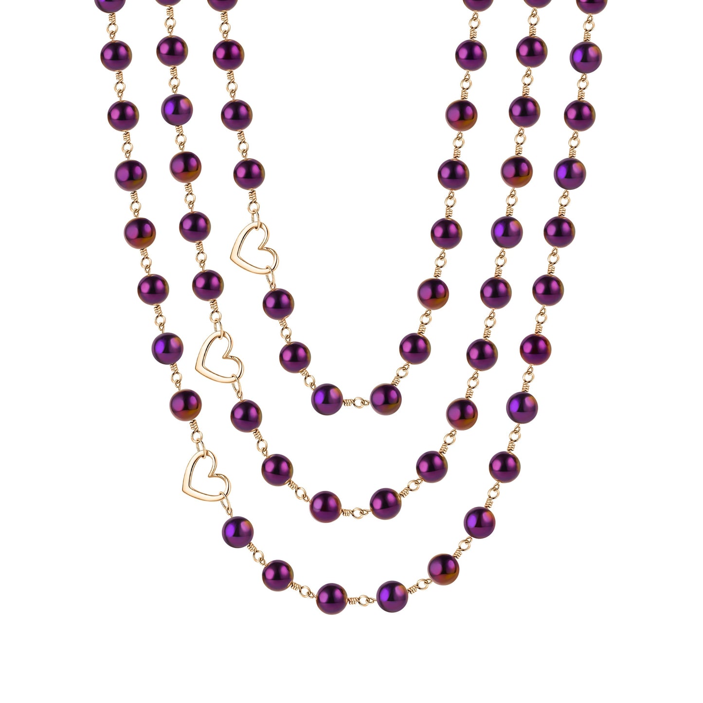 Violet Purple Hematite 3-Layer Necklace | Magnetic Clasp