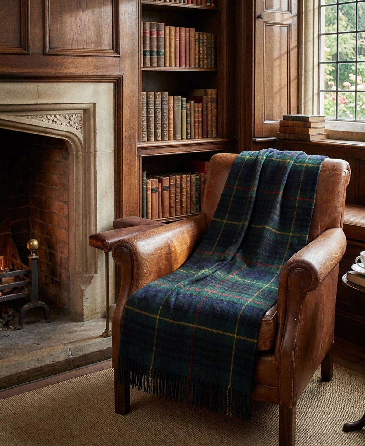 Highland Tweeds Shetland Lambswool Throw - Hunting Stewart
