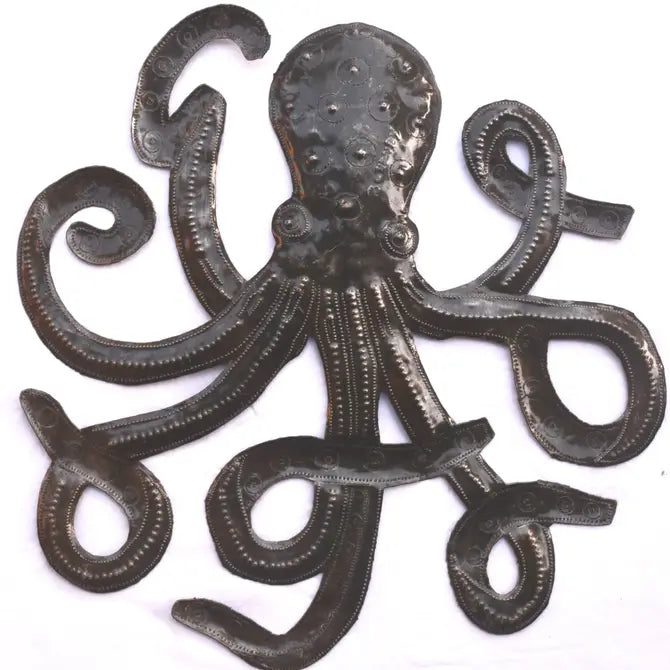 Octopus, Decorative Sea Life Creature, 14", Haitian Art