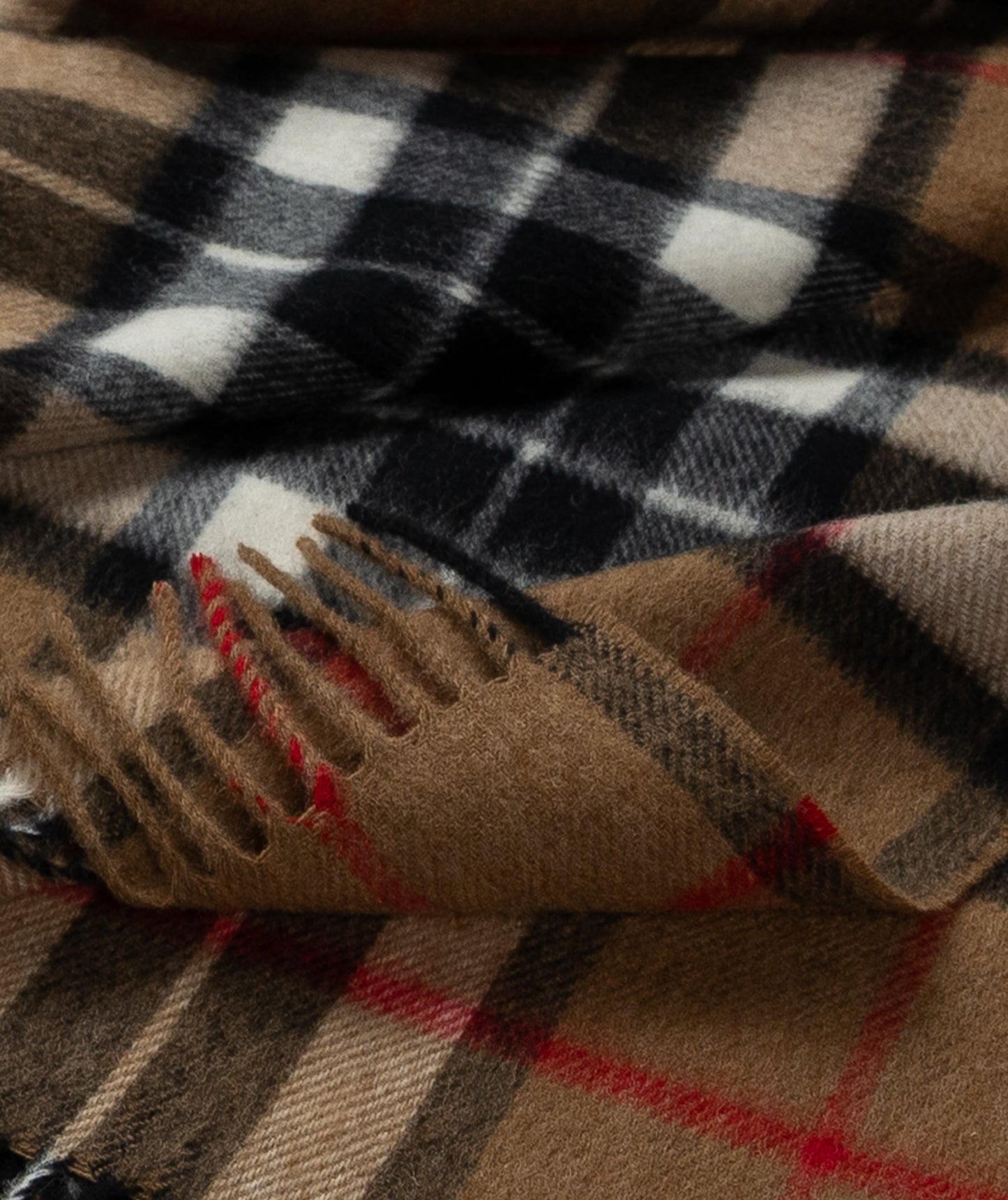 Highland Tartan Tweed Merino Wool Throw - Camel Thompson