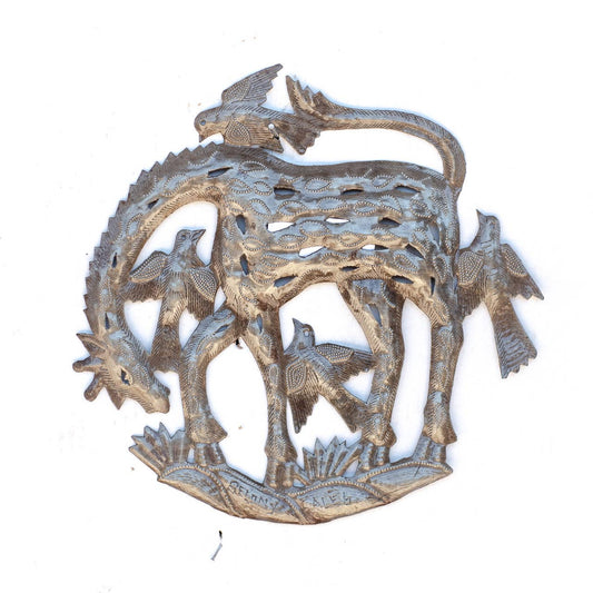 Giraffe Upcycled Art, Limited Edition Fair Trade 11x12in