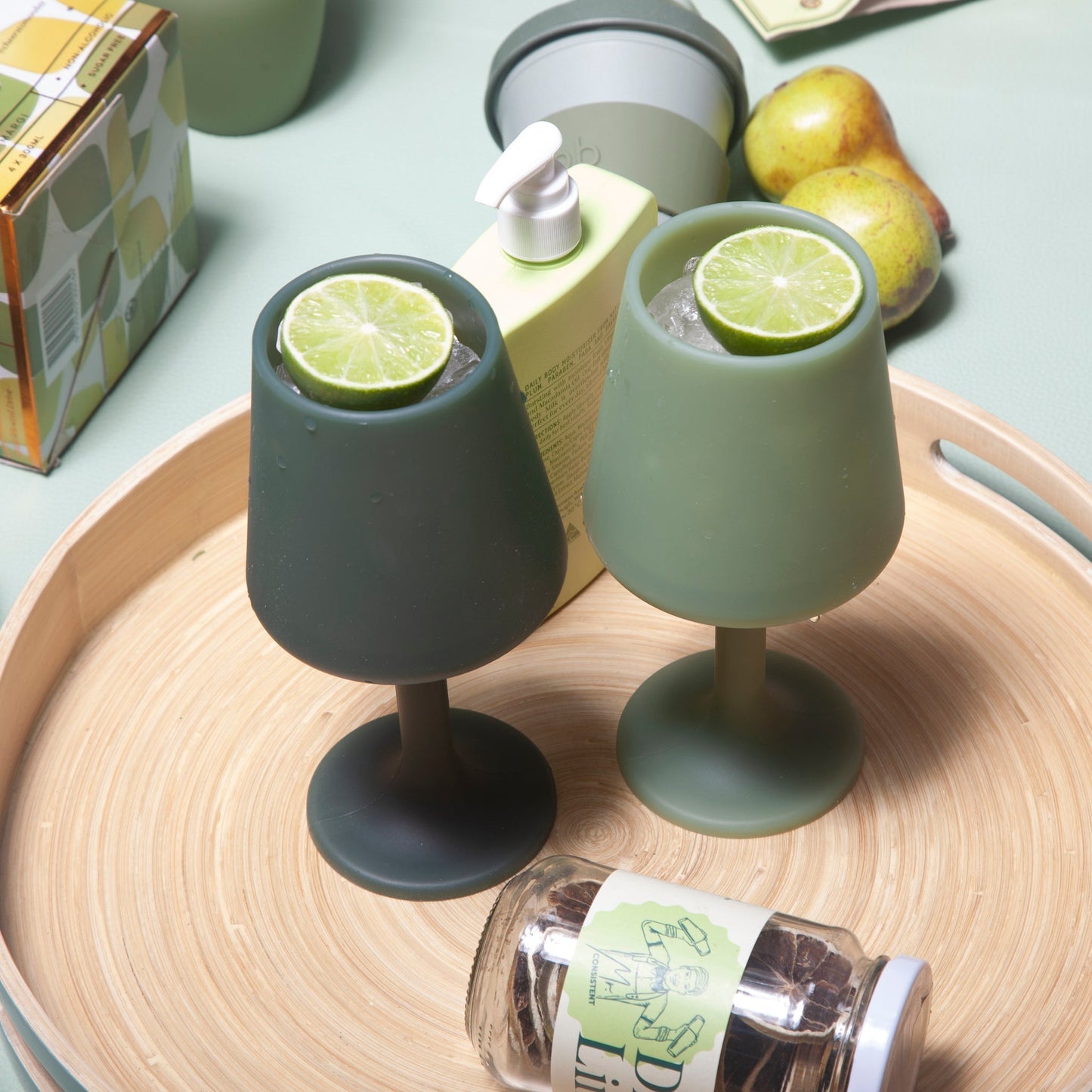 sage + olive | swepp | silicone unbreakable wine glasses