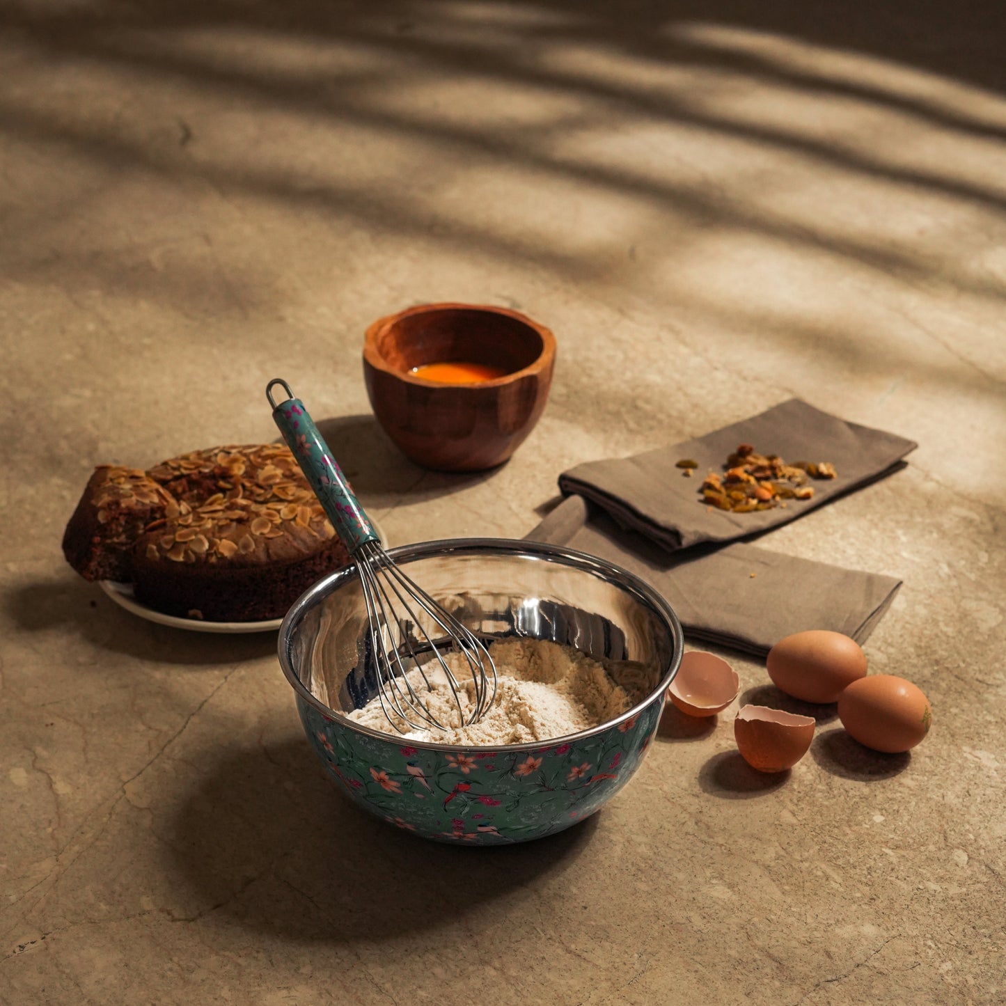 Aqua Bloom Bowl & Whisk Stainless Steel Mixing Set