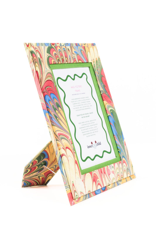 Hand-Marbled Picture Frame in Multicolor, 4x6