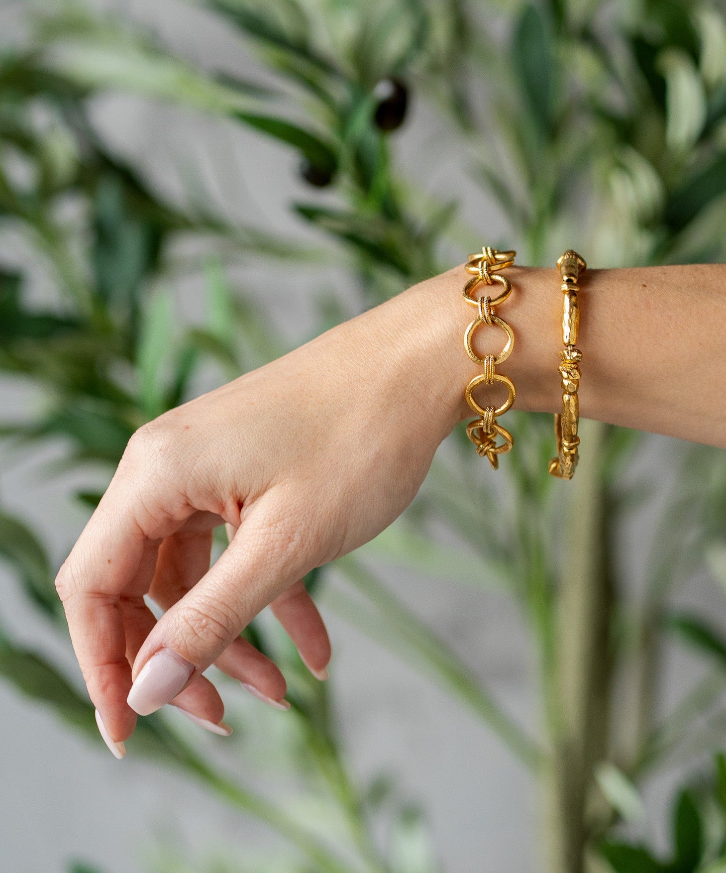 Gold Rectangle Bead Bracelet