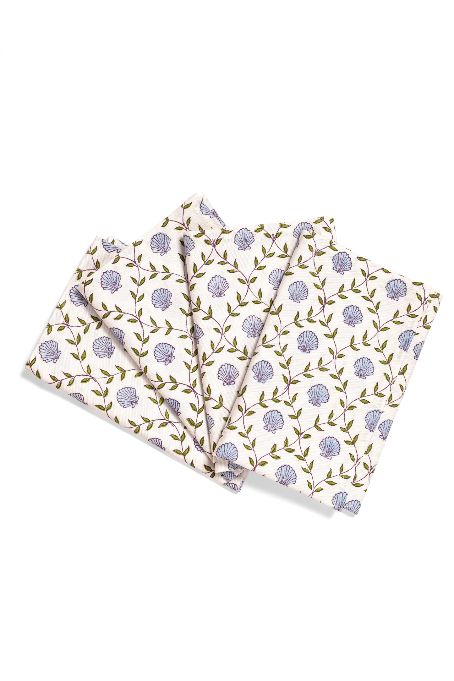 Seashell Blockprint Napkins, Set of 4