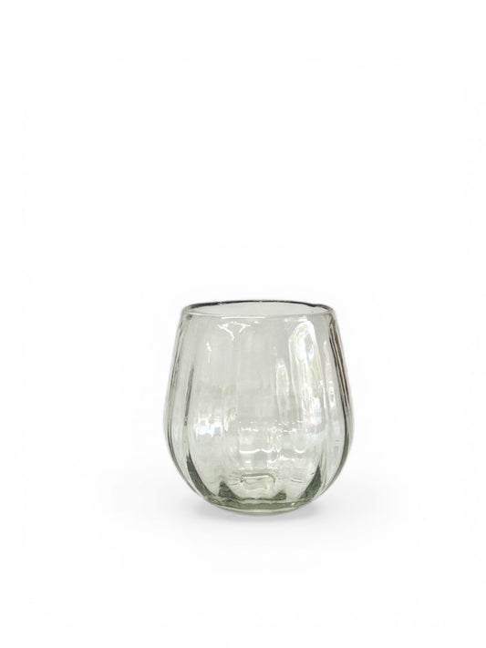 Handblown Oval Fluted Glass, Set of 2