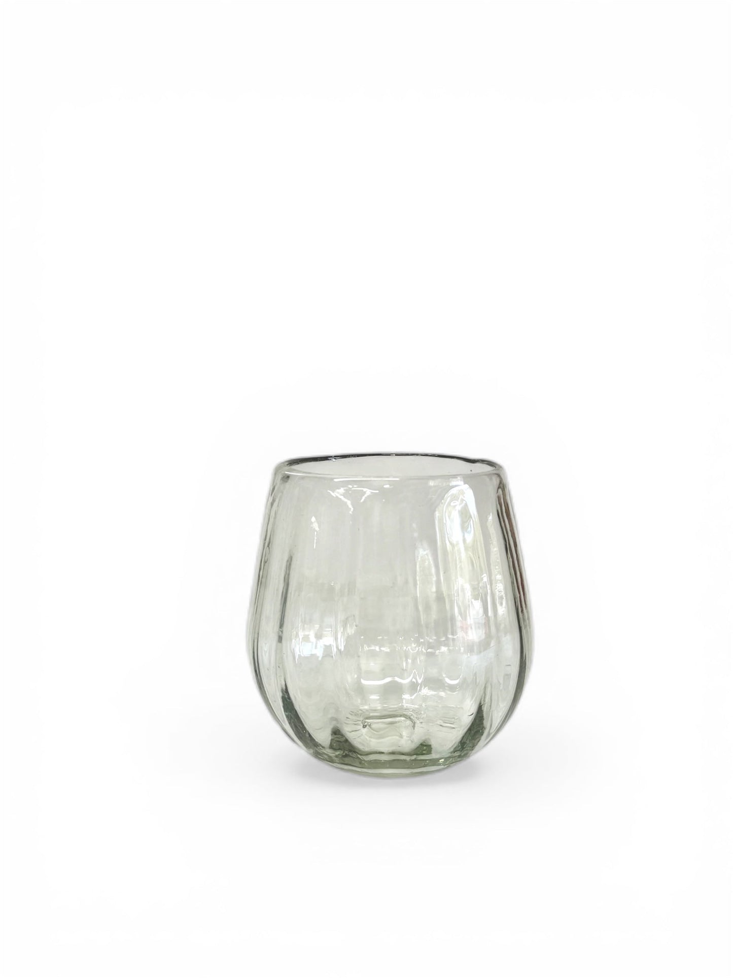 Handblown Oval Fluted Glass, Set of 2