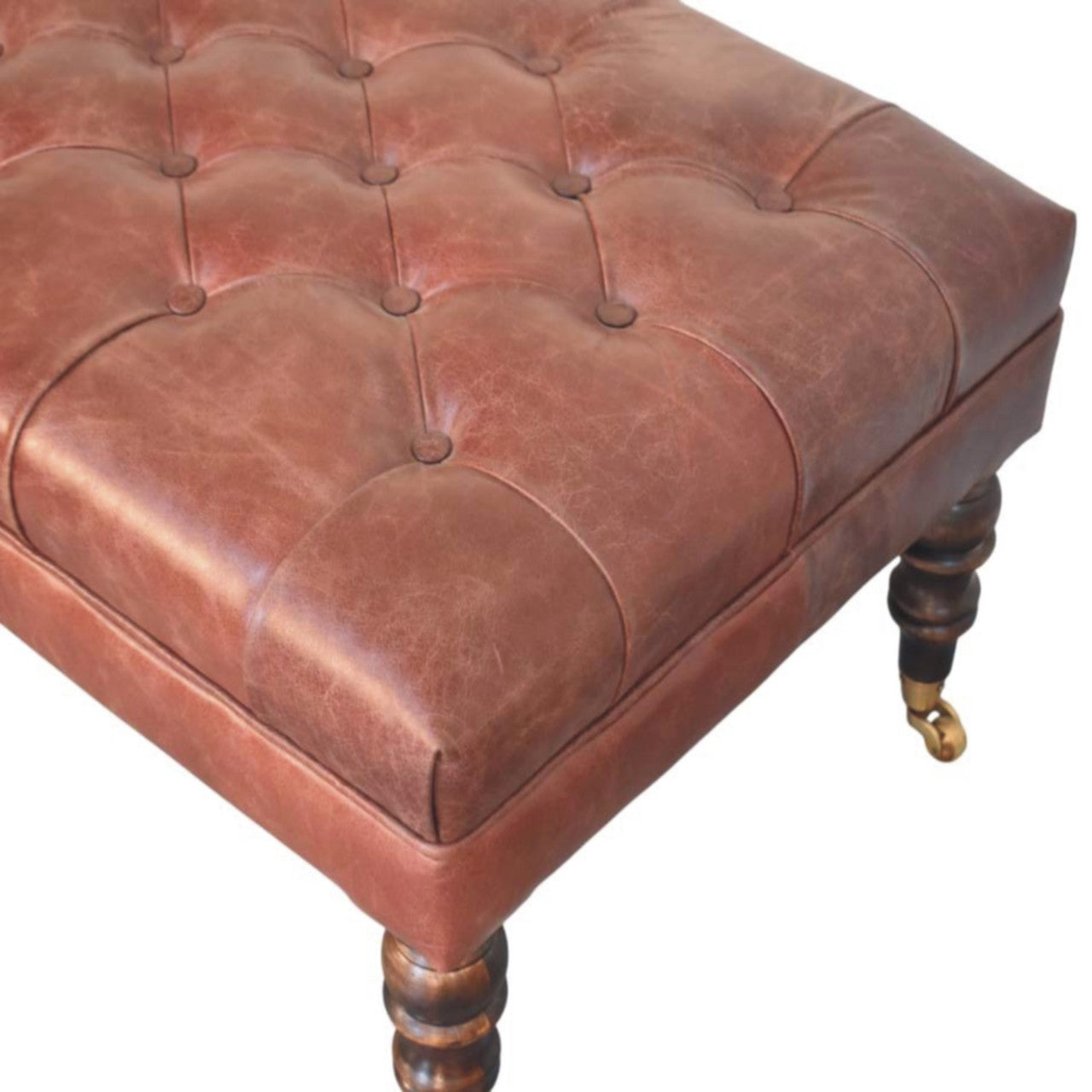 Buffalo Brown Leather Ottoman