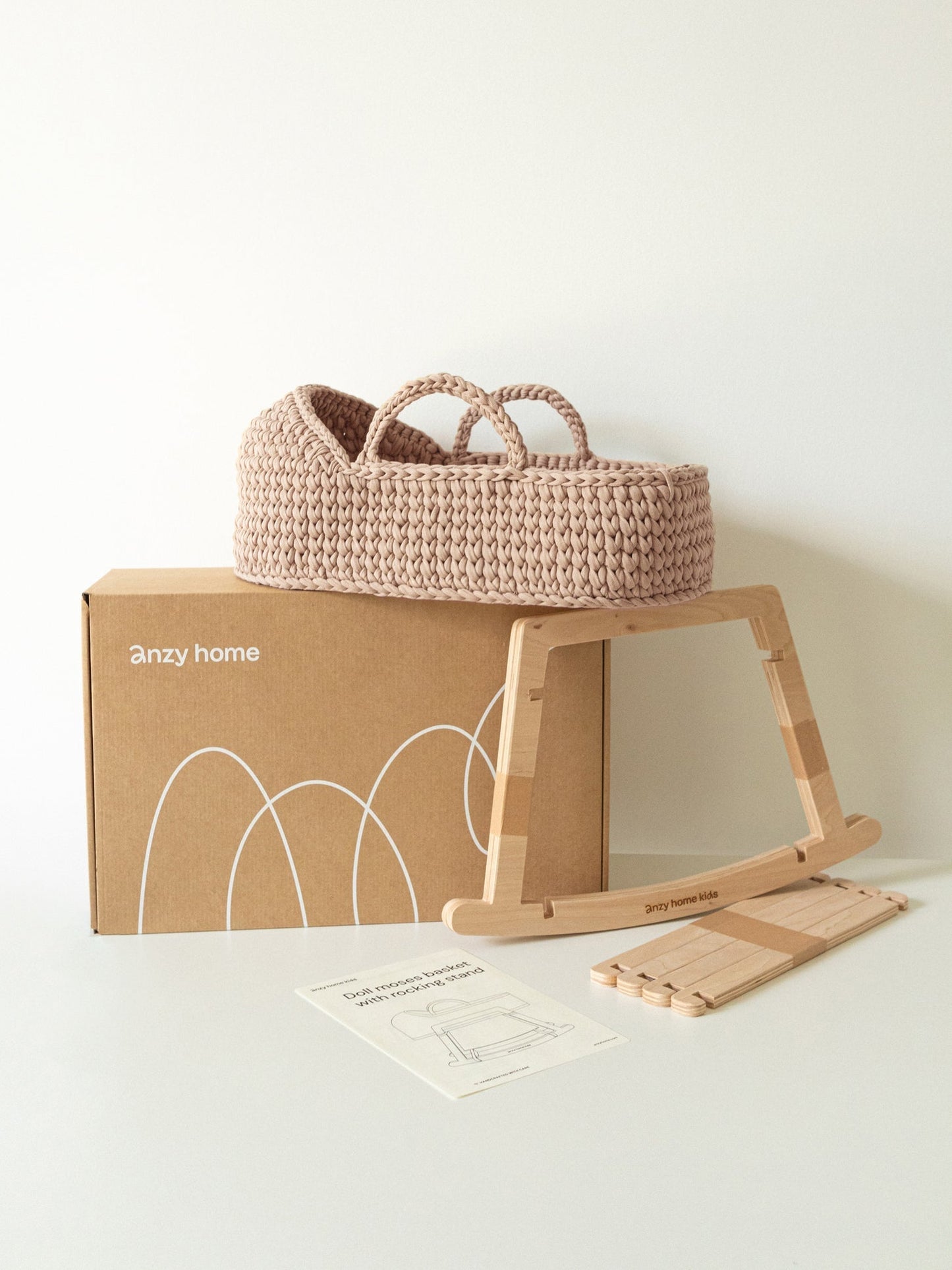 Doll Moses Basket w/Rocking Stand