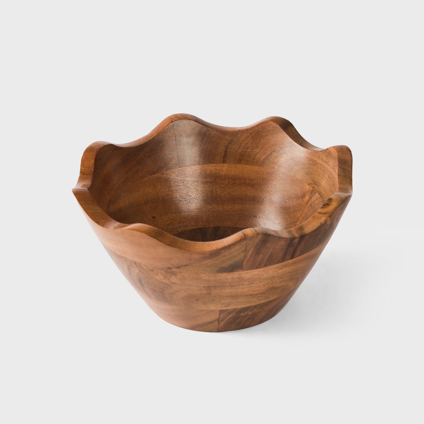 Acacia Wood Scallop Bowl, Natural Finish