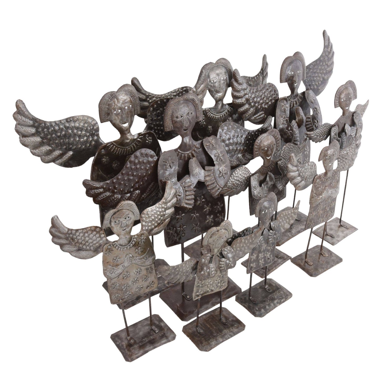 10 Primitive Standing Metal Angels – Handmade Holiday Decor