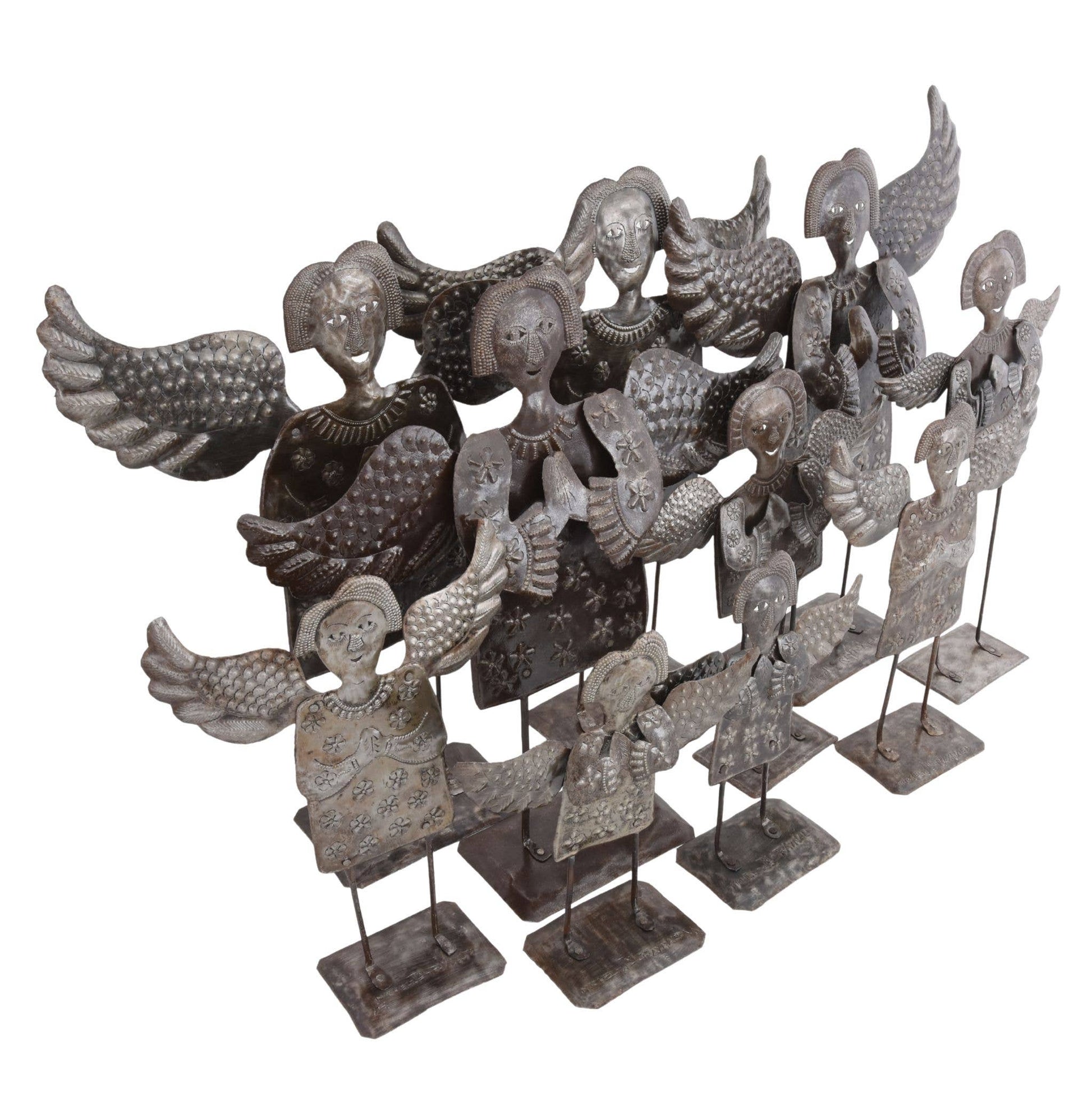 10 Primitive Standing Metal Angels – Handmade Holiday Decor