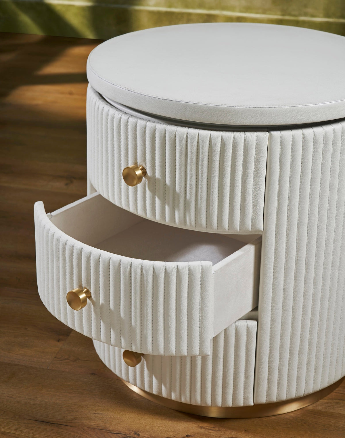 Stanford Round Leather Side Table