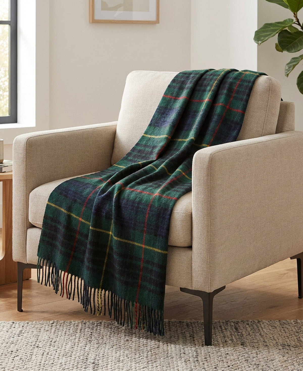Highland Tweeds Shetland Lambswool Throw - Hunting Stewart