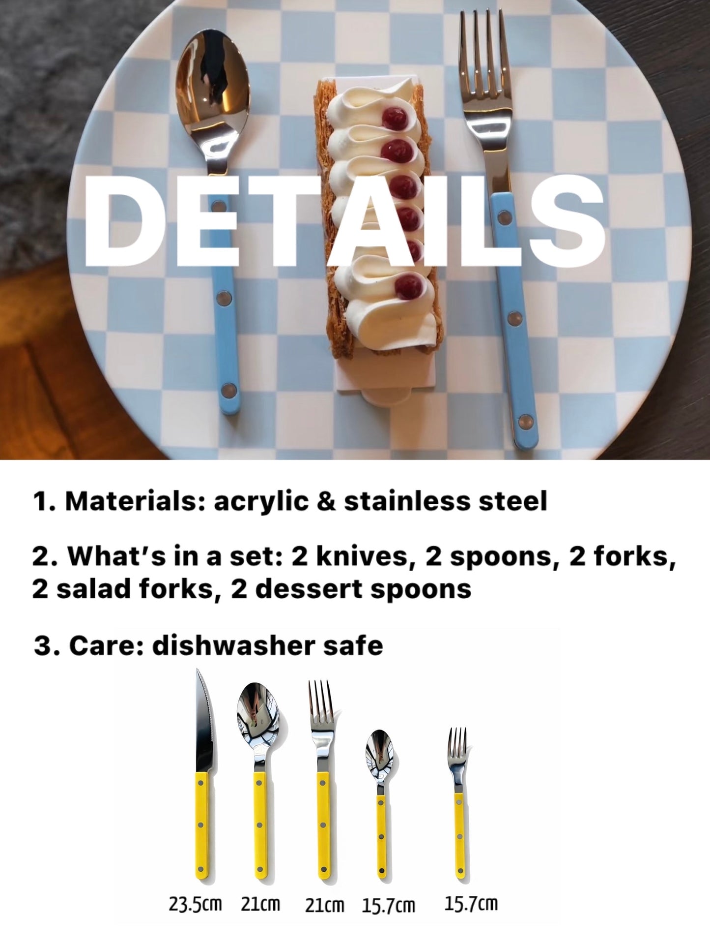 S/10 Dopamine Stainless Steel Rivet Flatware, Contemporary Bistrot Style Cutlery