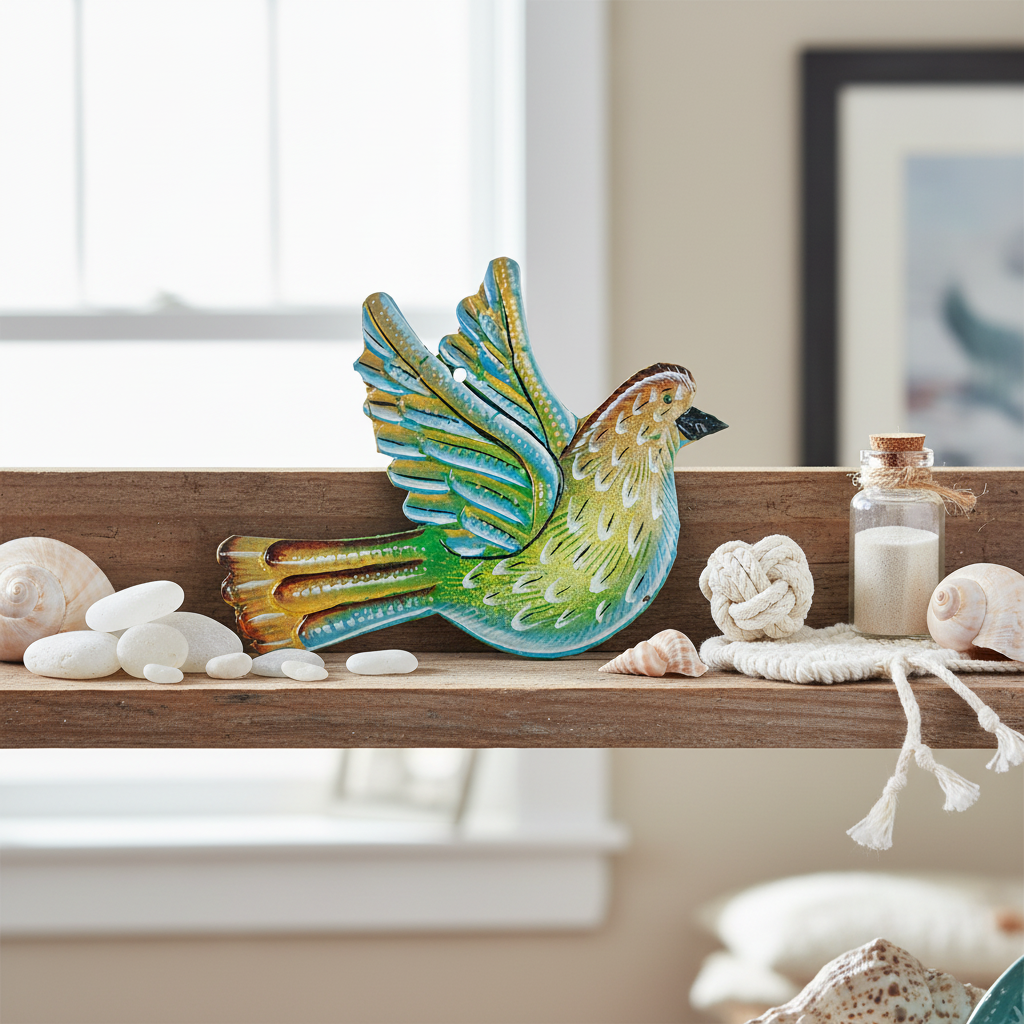 Blue Painted Bird Ornament