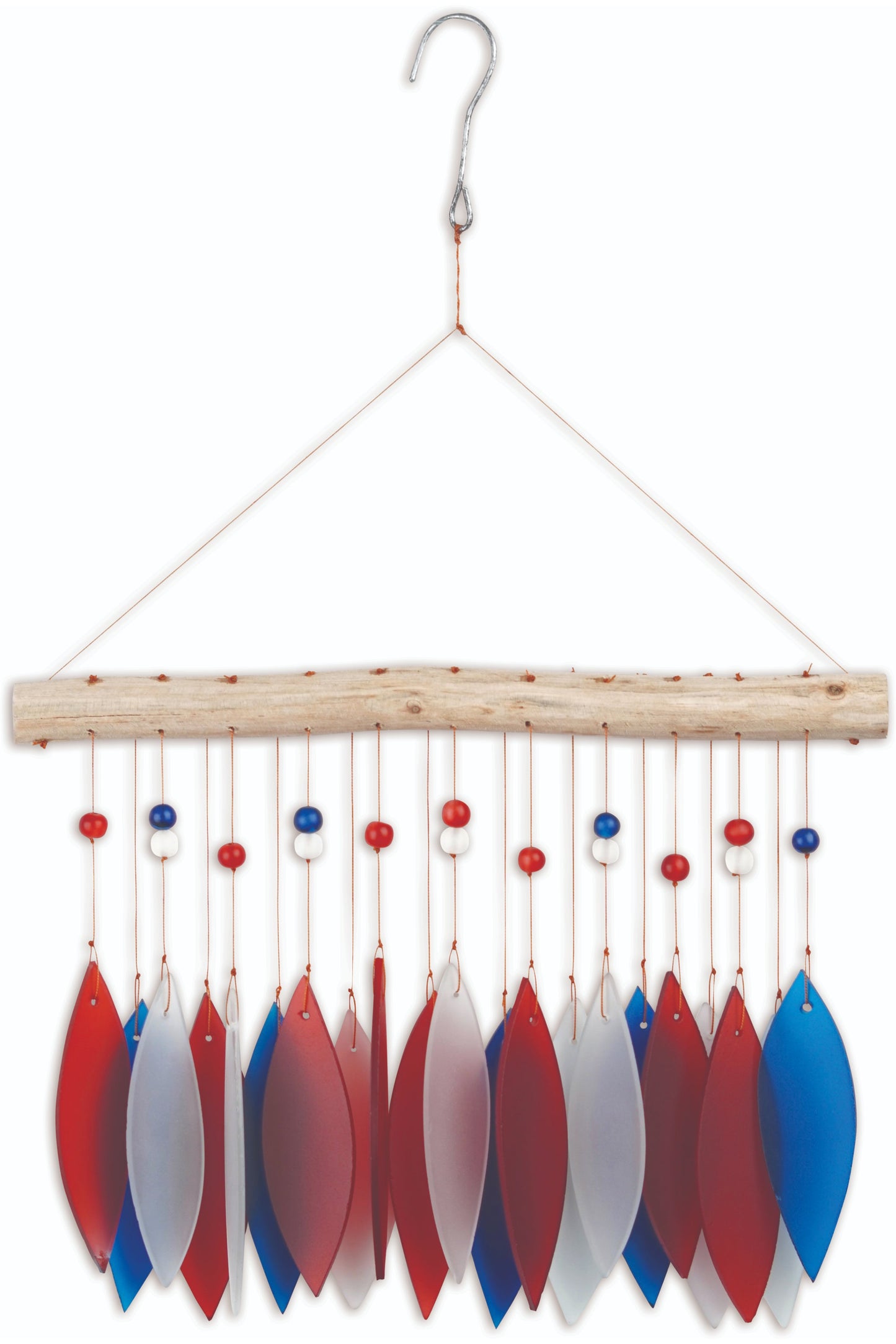 Patriotic Feather Sea Glass Wind Chime