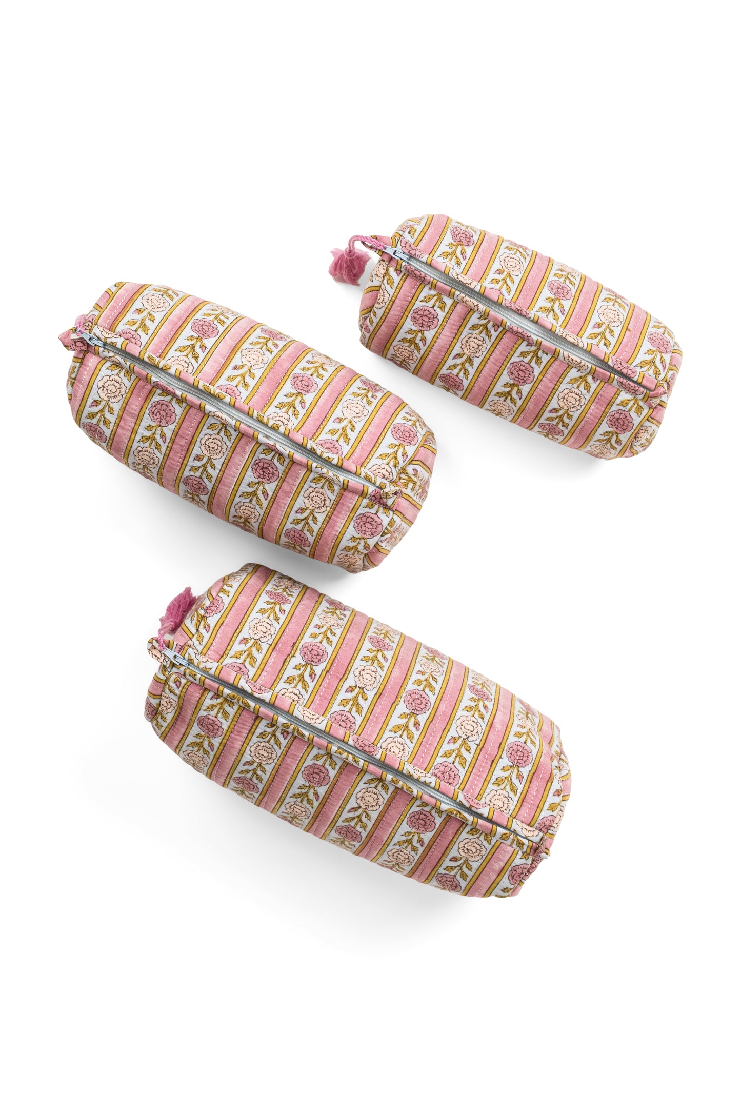 Vintage Floral Stripes Makeup Bag