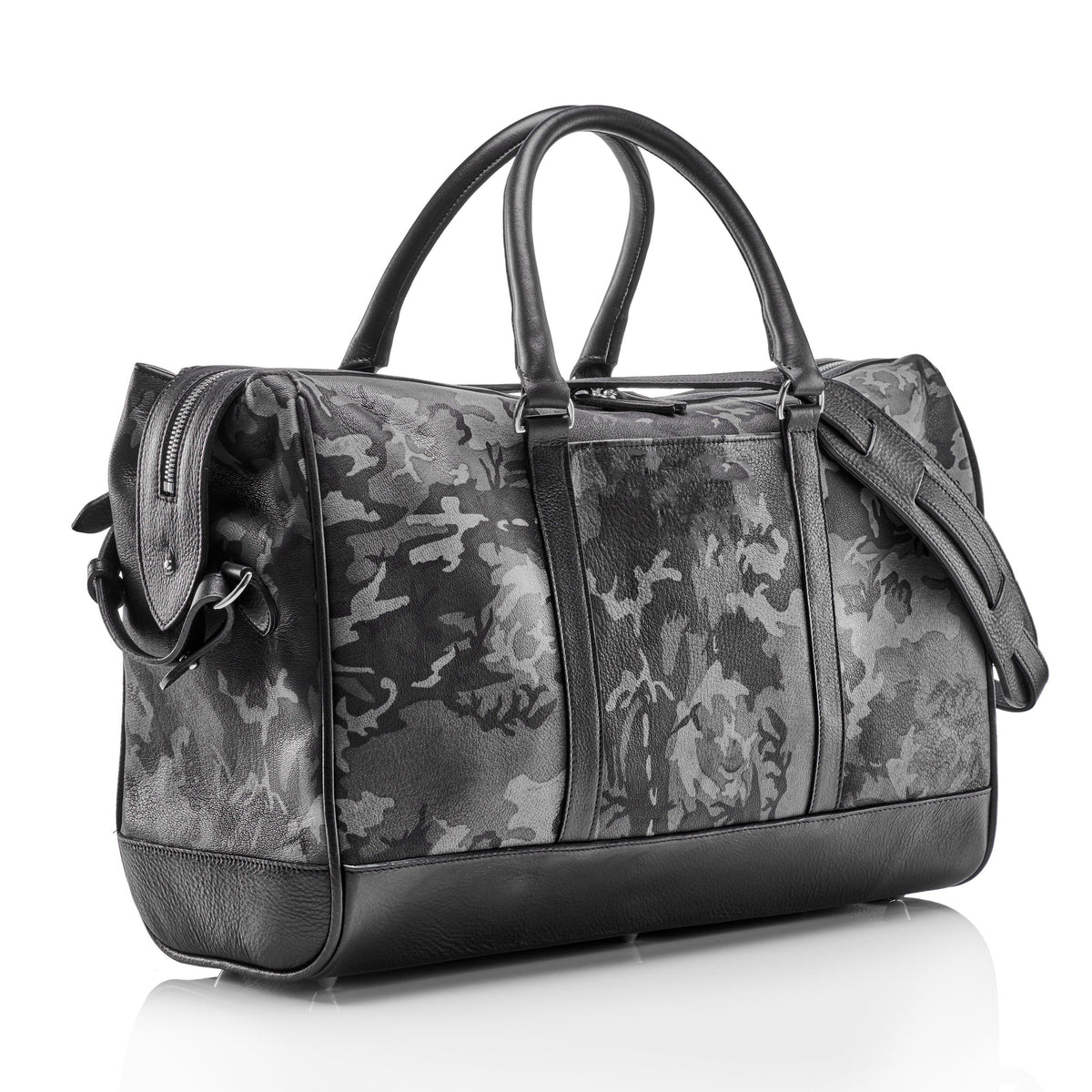 Wanderlust Leather Weekender - Grey Camo