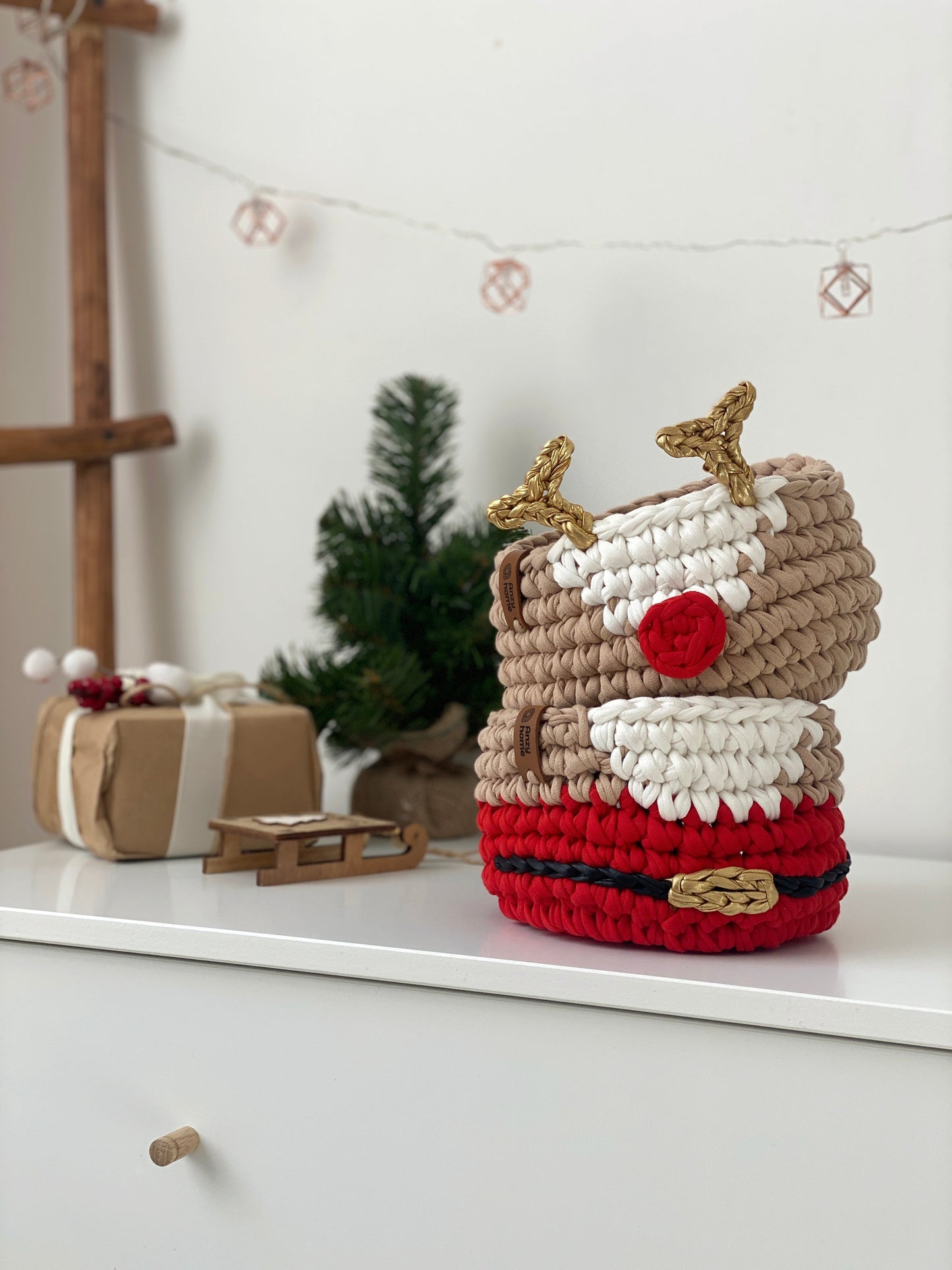 Christmas Deer and Santa Baskets