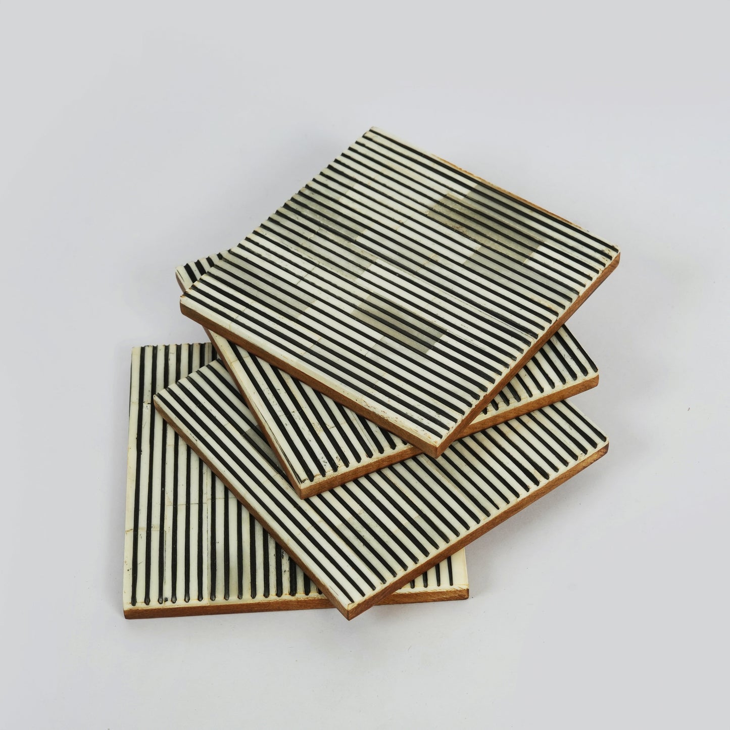 Pinstripe Inlay and Resin Coasters Set of 4