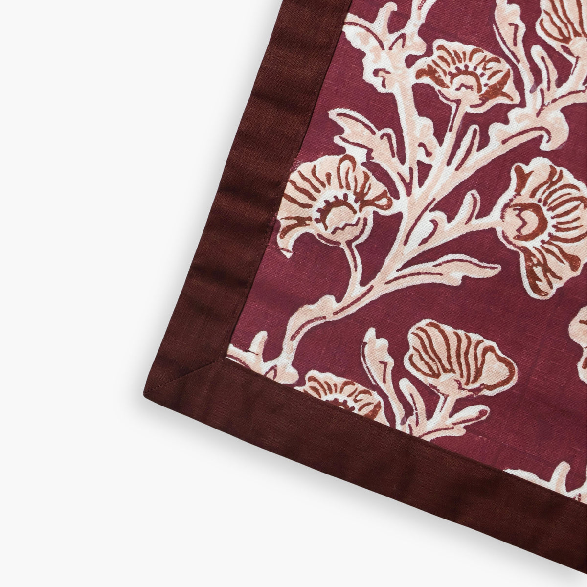 Bella Hand Printed Table Runner - Wine Red