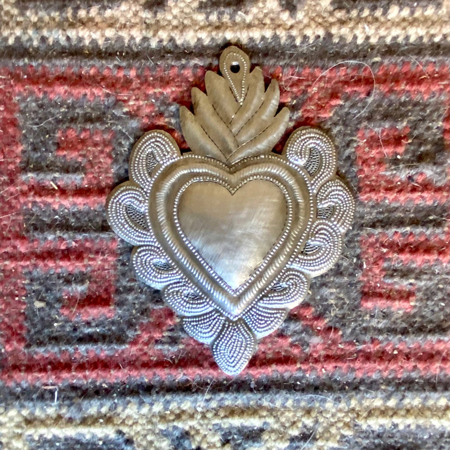 Sacred Heart, Wall Decor,Handmade Metal Haiti 5.75" x 4"